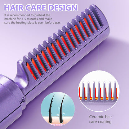 Meneflix Portable Mini Hair Straightener Cordless Rechargeable Mini Adjustable Hair Straightener Hot Comb